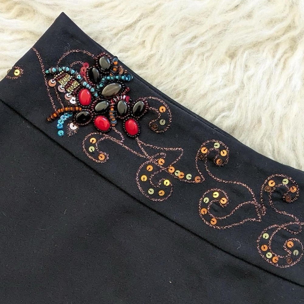 Cache’ Women’s Hand Beaded Black Skirt  NEW NO TAGS